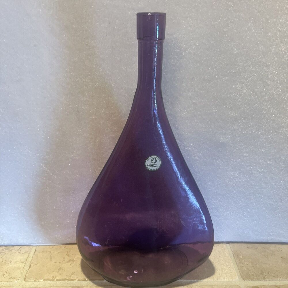 Vidrios San Miguel Spain 100% Recycled Glass Hand Made Vase   Purple Amethyst